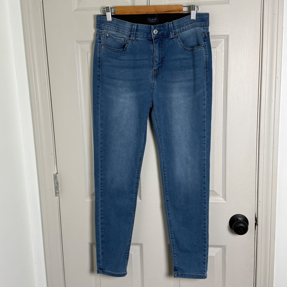 Curve Appeal Skinny Jeans Women 10/30 Blue Stretch High Rise Casual Denim